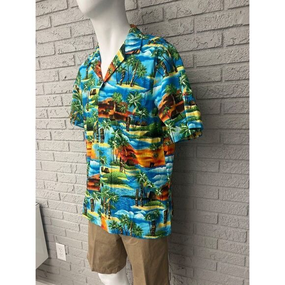 RJC Men Multi Color Short Sleeve Hawaiian Shirt Size L - Picture 3 of 9